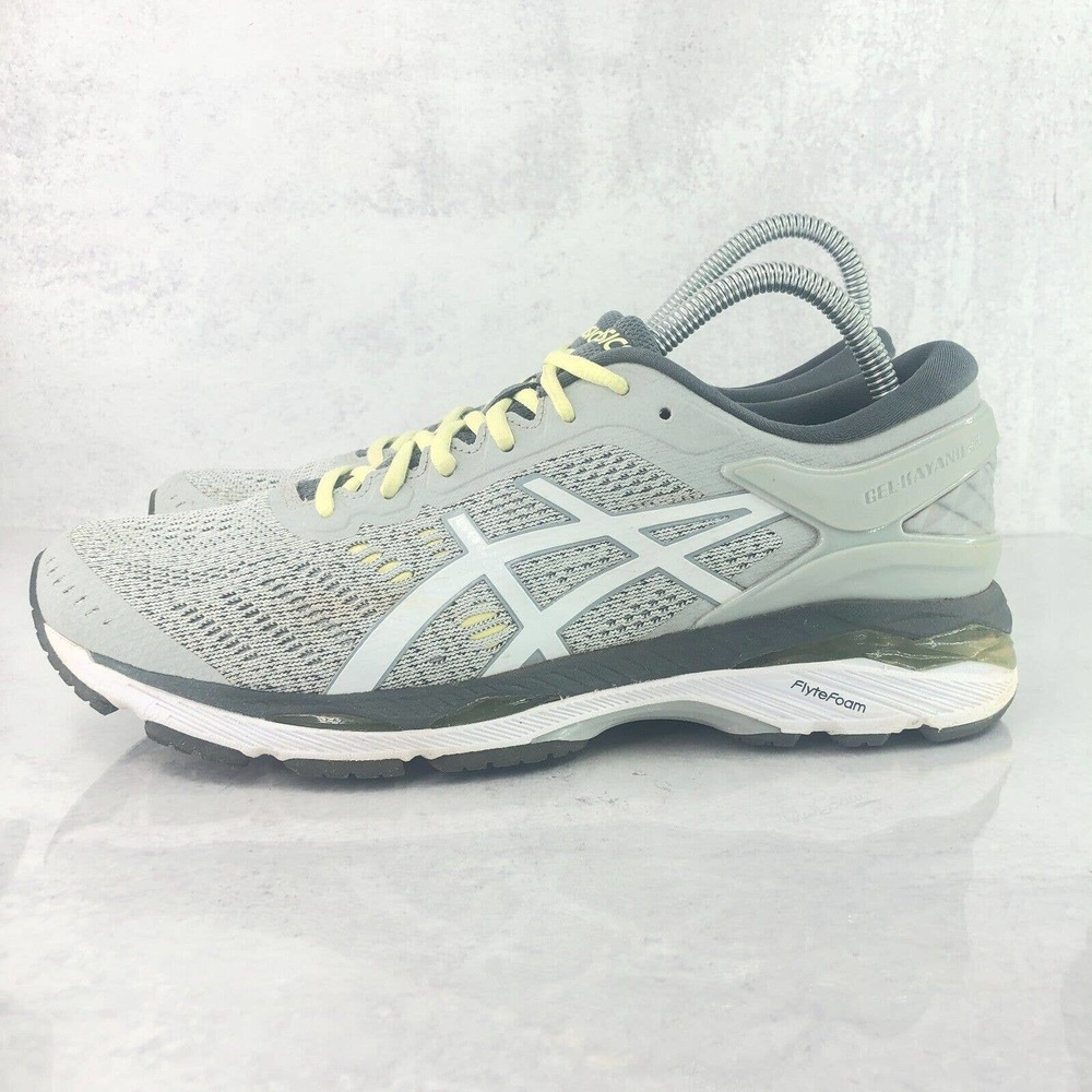Asics Gel Kayano 24 Women's 10 Running Shoes Gray Yellow Sneakers Athletic
